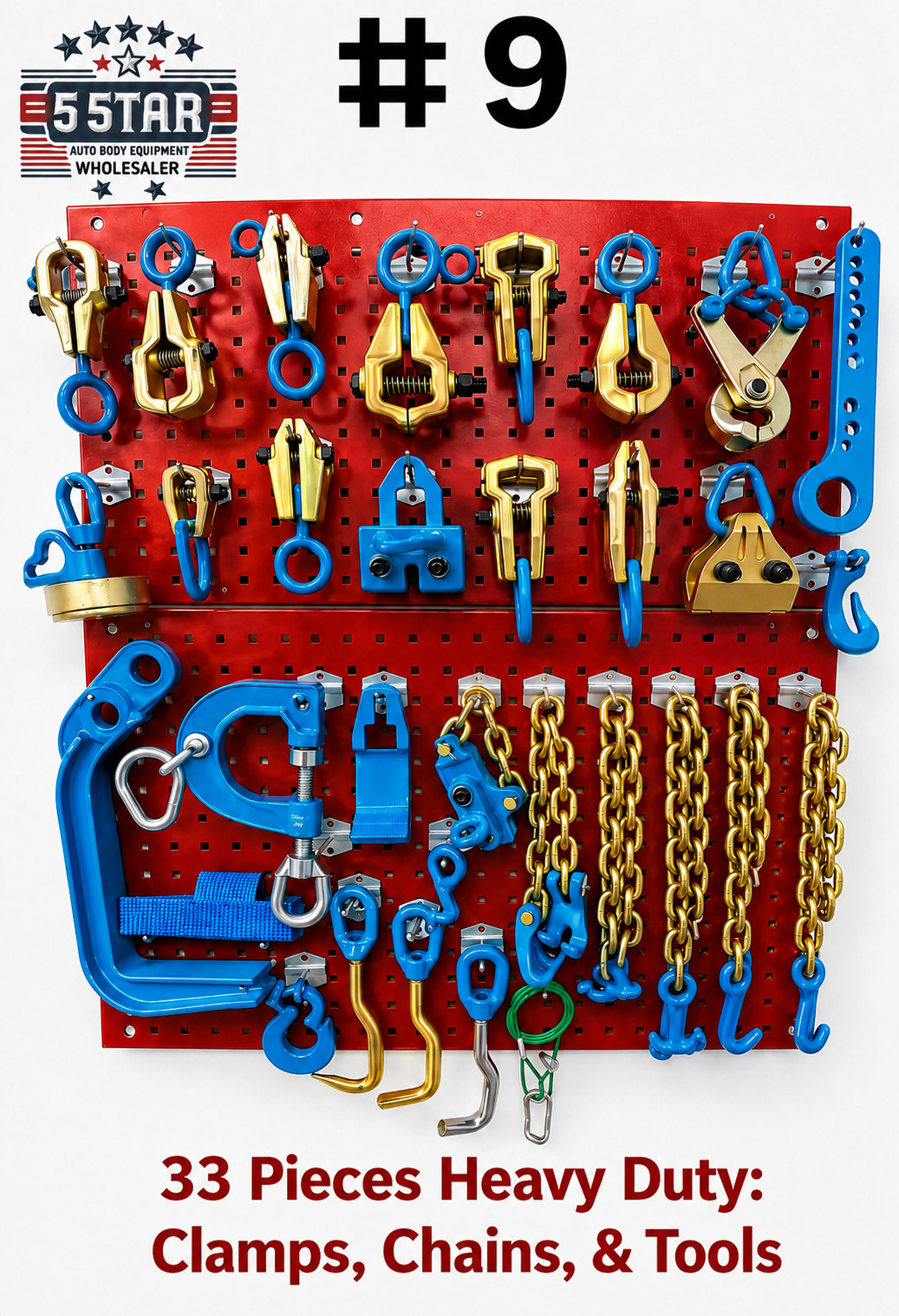 SET#9 -33 PIECE  AUTO BODY FRAME MACHINE PULLING TOOLS & CLAMPS VALUE SET