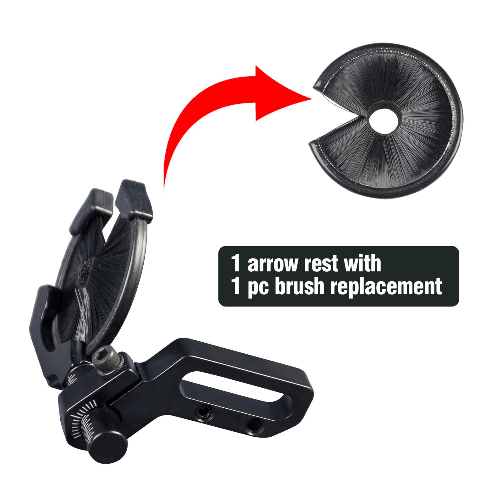 Full Containment Brush Arrow Rest Archery Accessories - Round Black