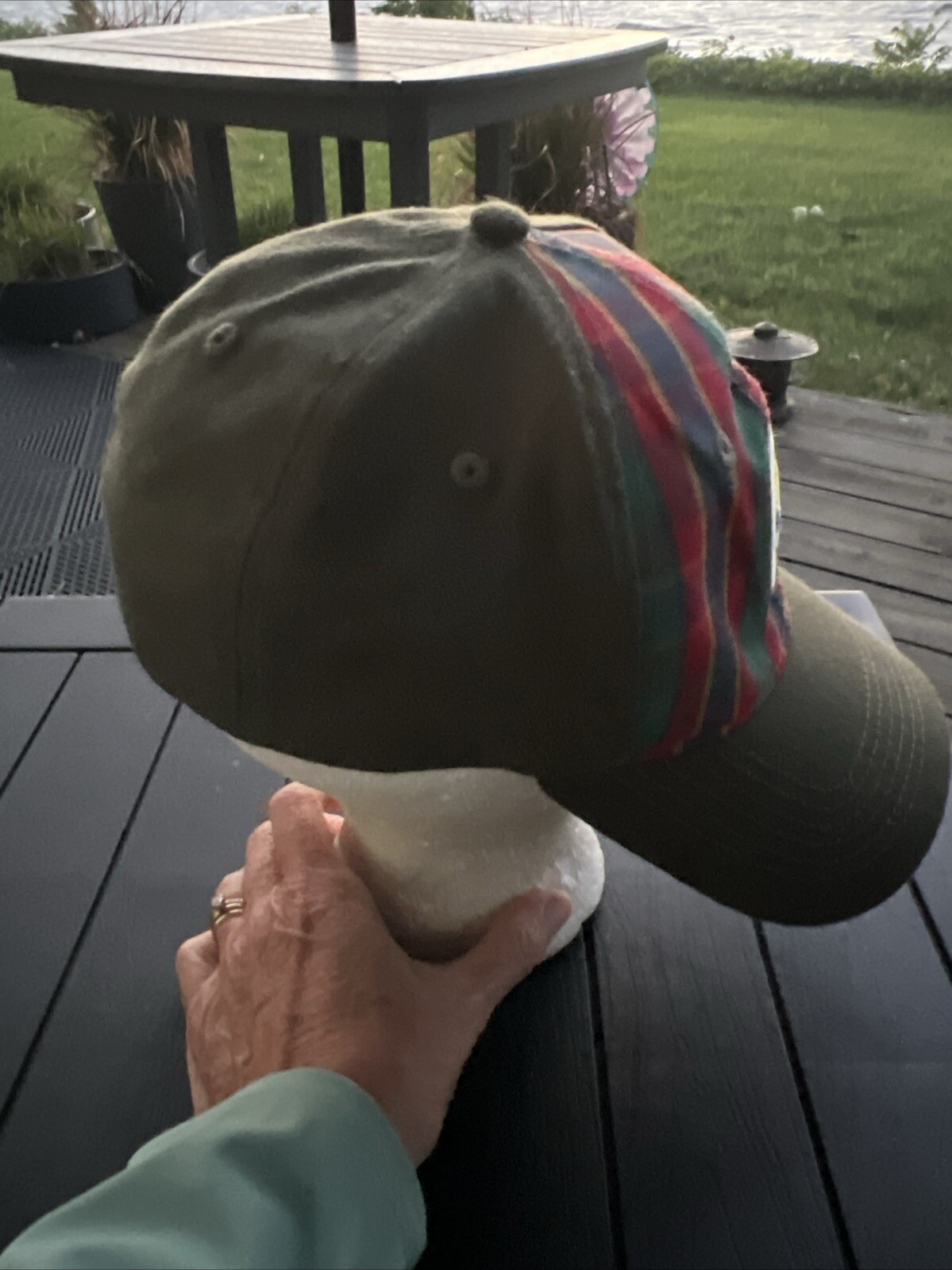 Weblos Olive Green with Plaid and Patch Hat Cap Uniflex Size M/L EUC
