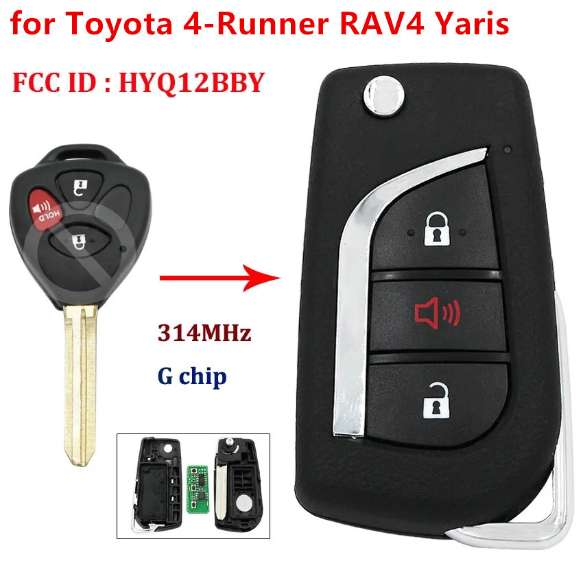 for Toyota 4Runner Rav4 Yaris Upgraded Flip G Chip Remote Car Key Fob HYQ12BBY