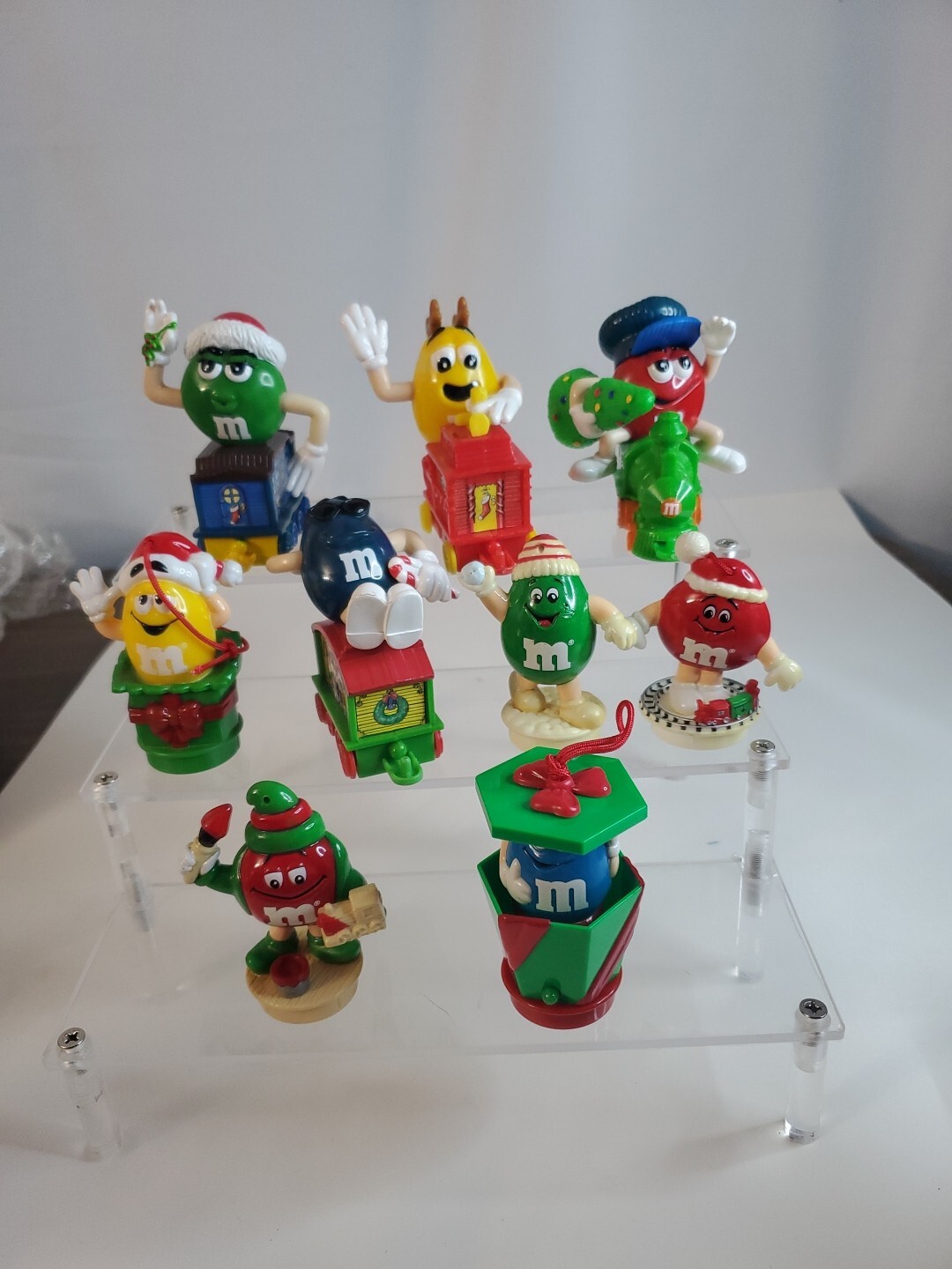 Vintage M&M 2002 Christmas Holiday Train Topper Set of 4 Plus Pvc 5 90s Holiday