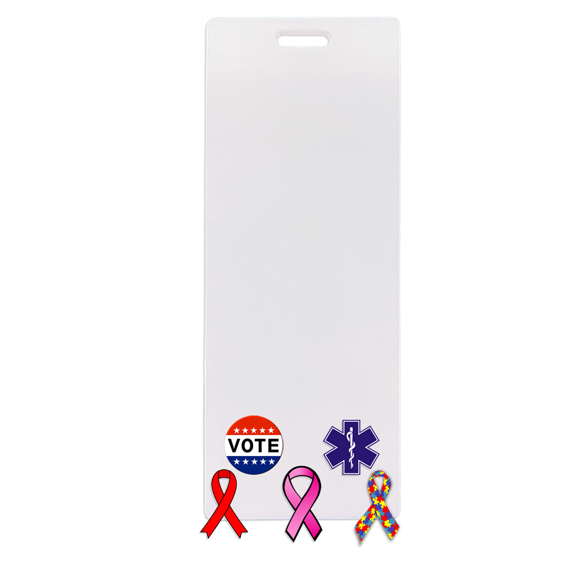 20 Badge Buddy Pin Holders - White Vertical Card Backers to Display Badge Flair