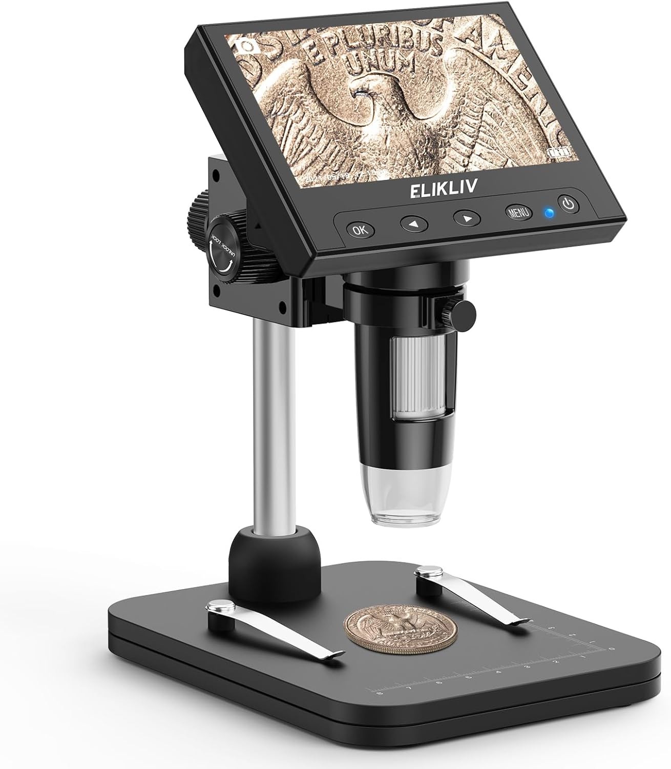 Coin Microscope, 4.3'' LCD Digital Microscope 1000x, Coin Magnifier with 8 Ad...