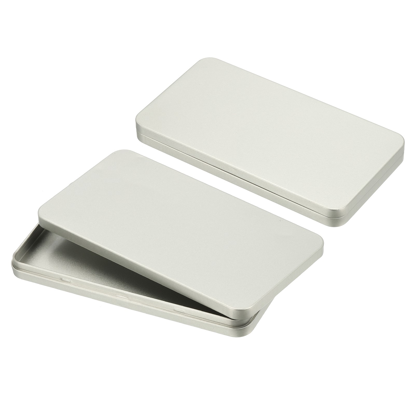 Small Cash Box, 2 Pcs Money Holder Metal Tin Box Cash Tray Organizer, Silver