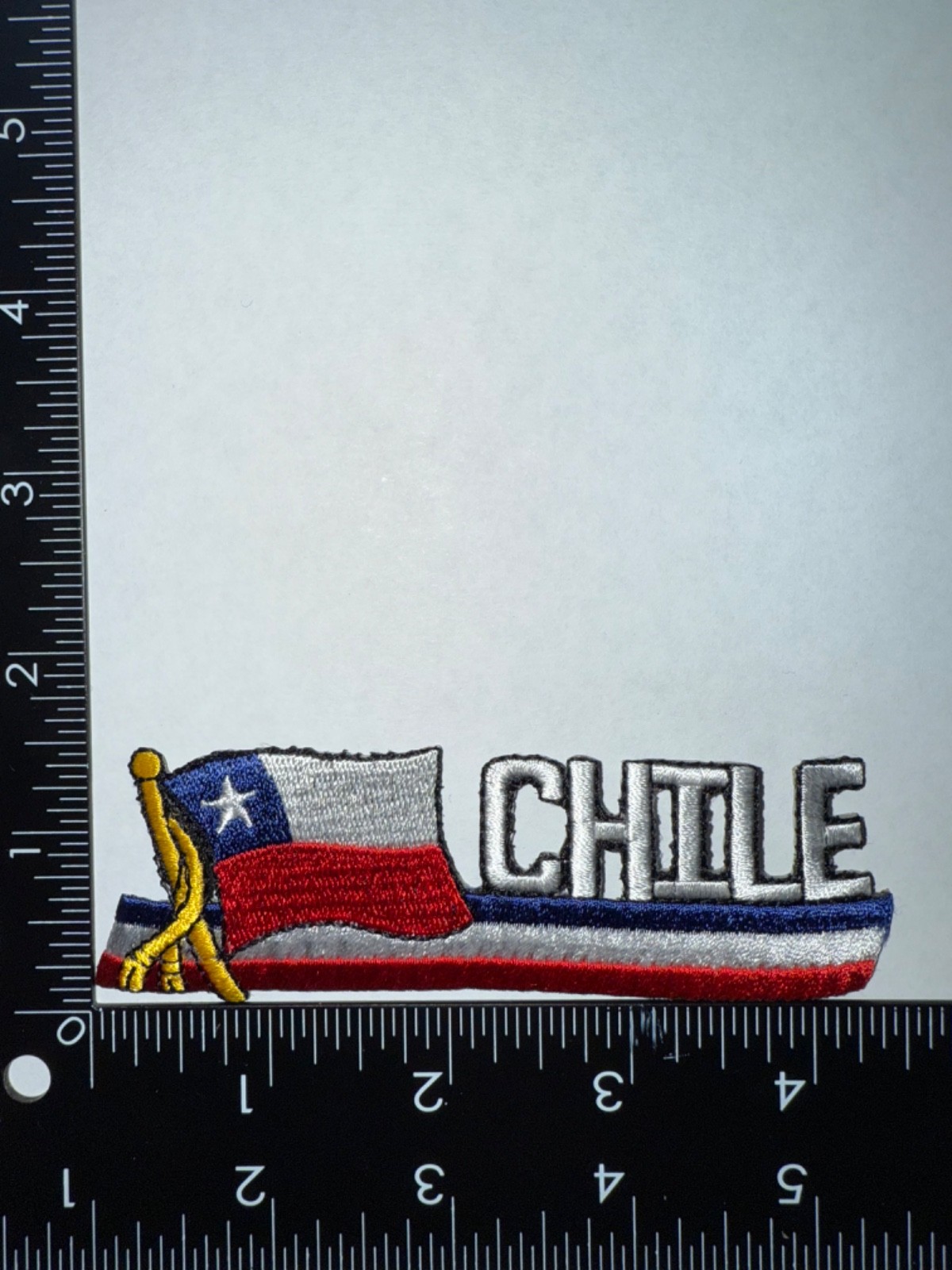 Chile Flag Embroidered Cut Out Patch Iron-On Collectible