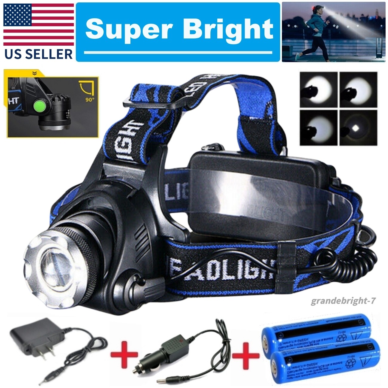 Most Powerful 9900000LM Rechargeable Headlamp Home Outdoor Tactical Headlight