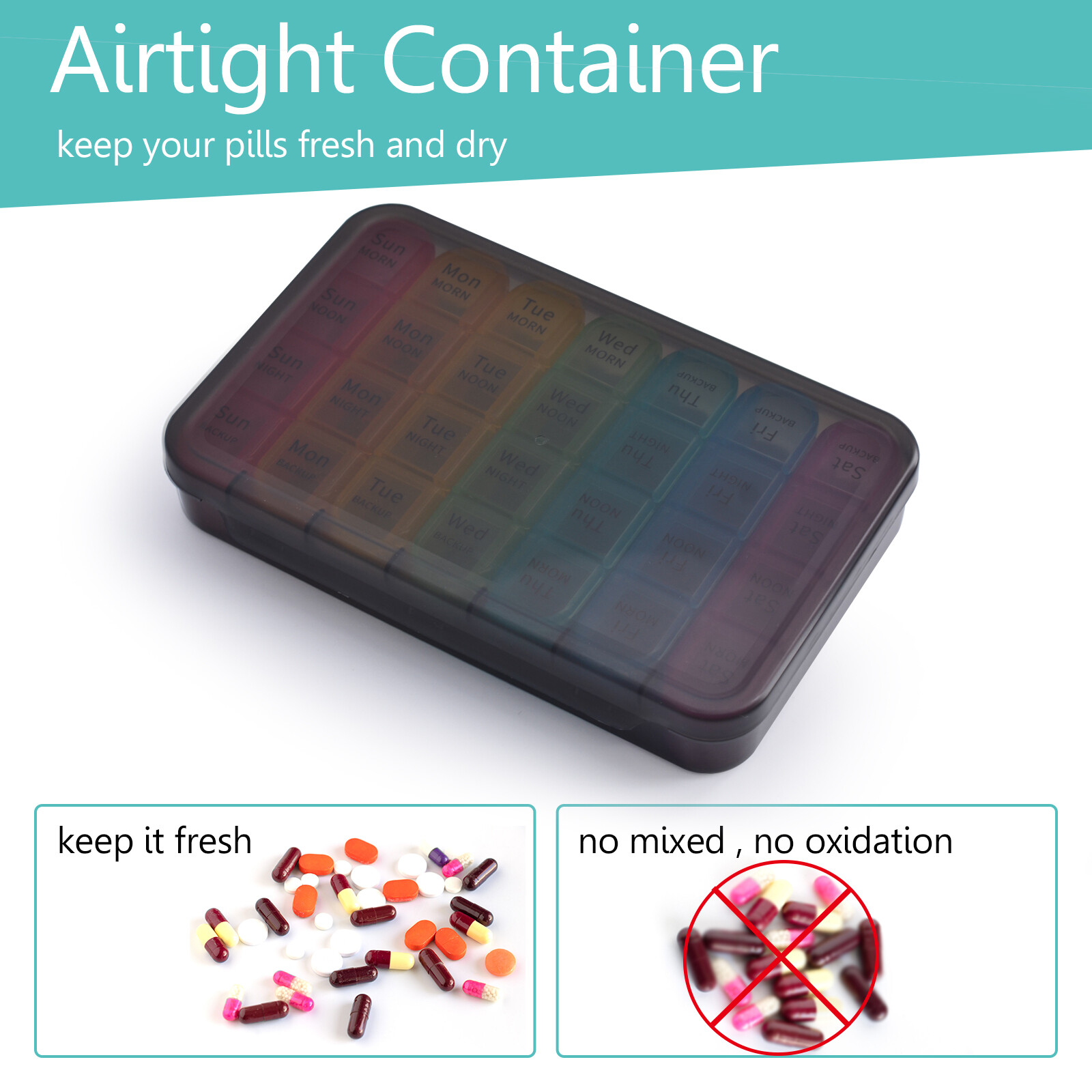 Weekly Pill Box Organizer 4 Times a Day 7 day Pill Boxes Organizer Case Medicine