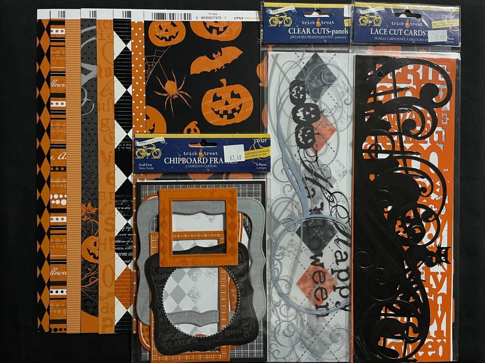 LITTLE YELLOW BICYCLE HALLOWEEN TRICK OR TREAT PAPER AND EMBELLISHMENT