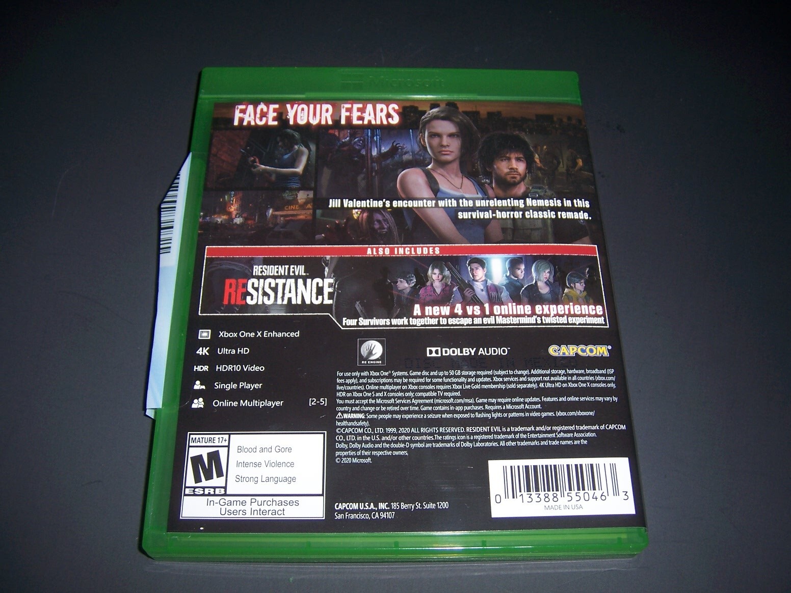 Replacement Original Box Case ONLY - Xbox One XB1 - RESIDENT EVIL 3