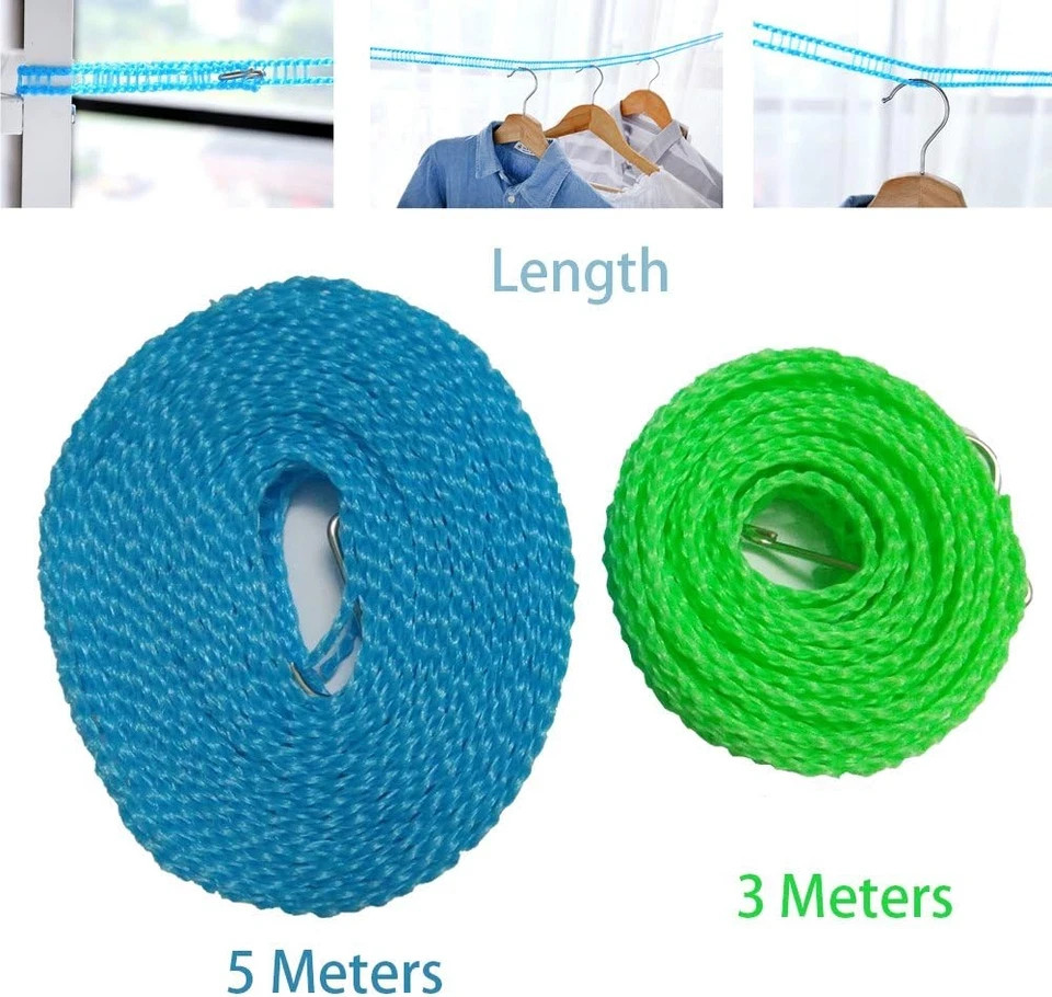 2 Pack Windproof Clothesline Laundry Drying Rope Line for Indoor Outdoor