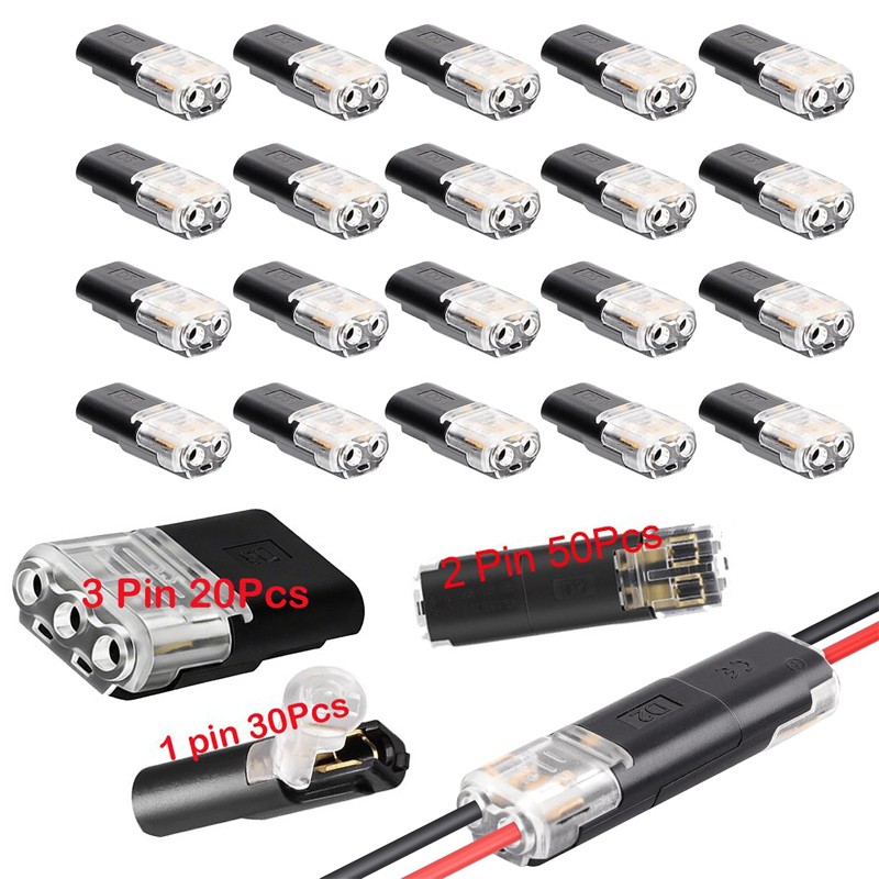 100PCS Quick Splice Wire Connectors ,1/2/3 Pin Electrical Wire Connectors Kit