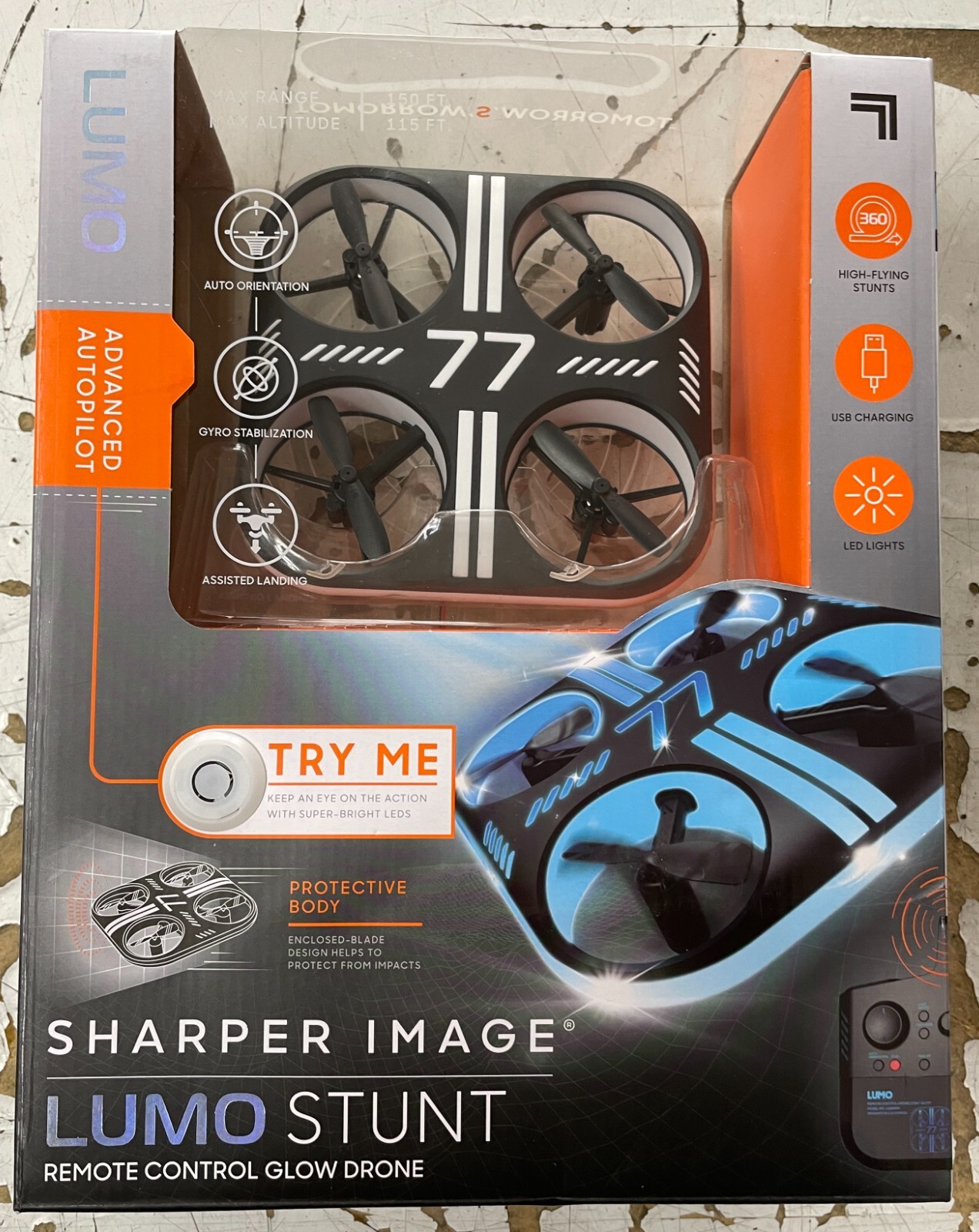 Sharper Image Lumo Glow Stunt Drone, LED Glow Drone