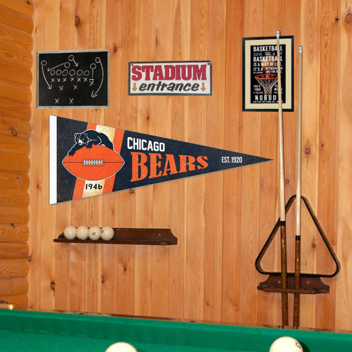 Chicago Bears Throwback Vintage Retro Pennant Flag