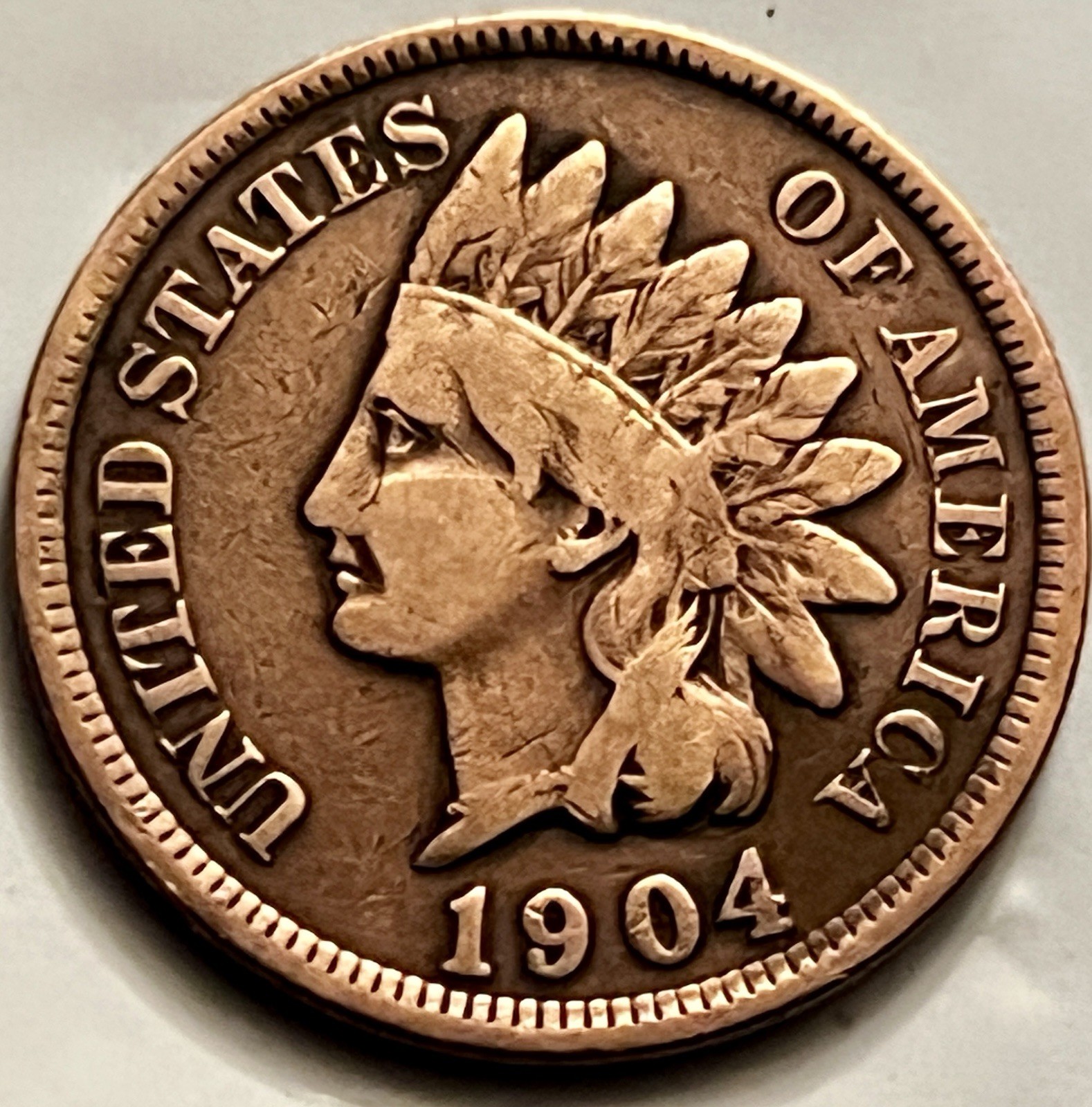 1904 Indian Head Cent Sharp Portrait Exceptional Reverse Detail Strike BN930