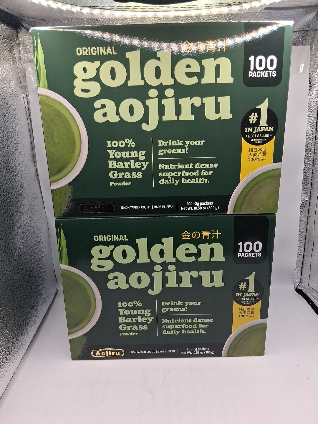 2x Golden Aojiru 100% Young Barley Green Grass Juice Powder 100_3g.Packets...