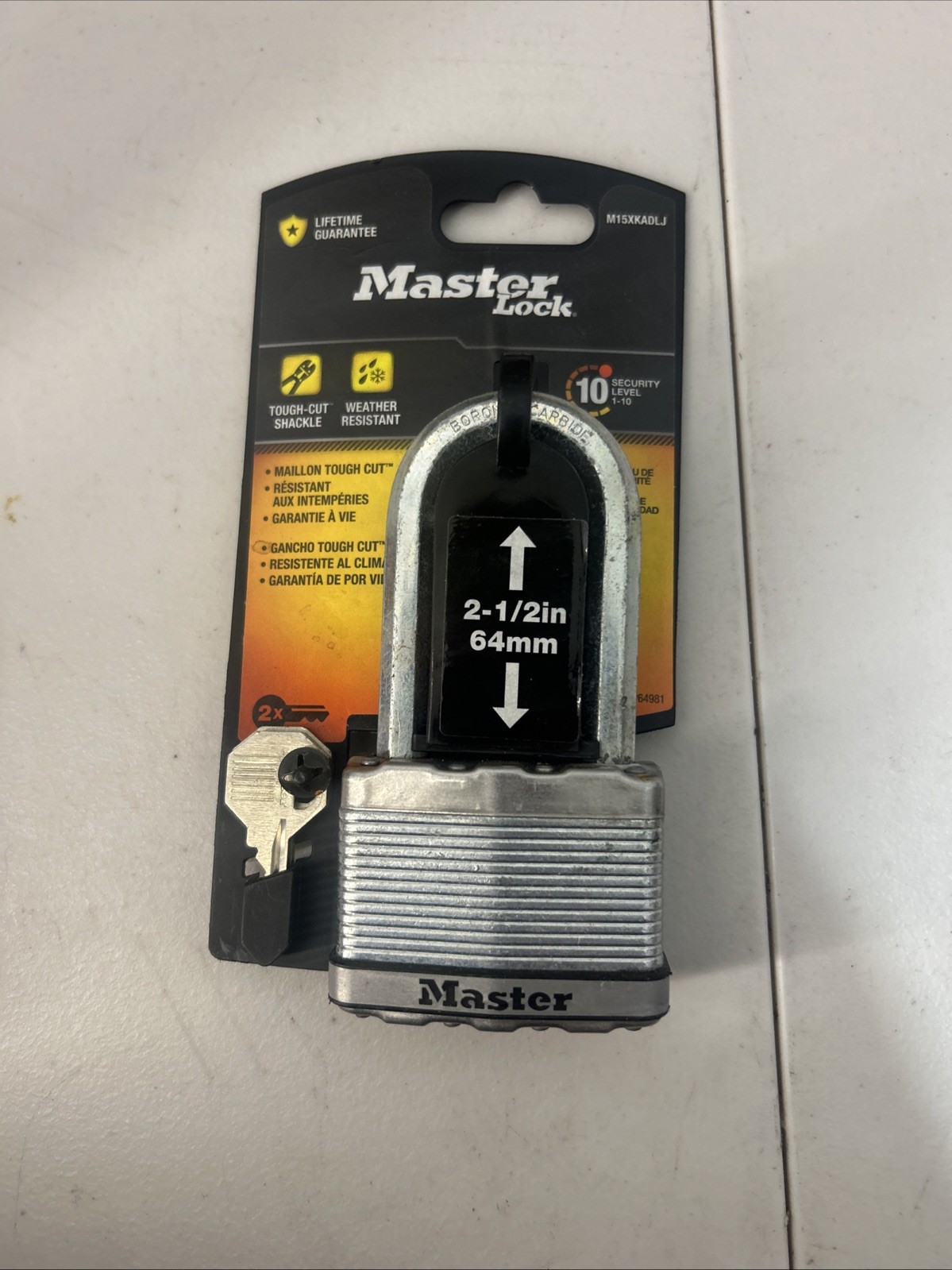 Master Lock Stainless Steel Keyed Padlock 2 1/2 in Shackle 2 Keys M5XKADLJ