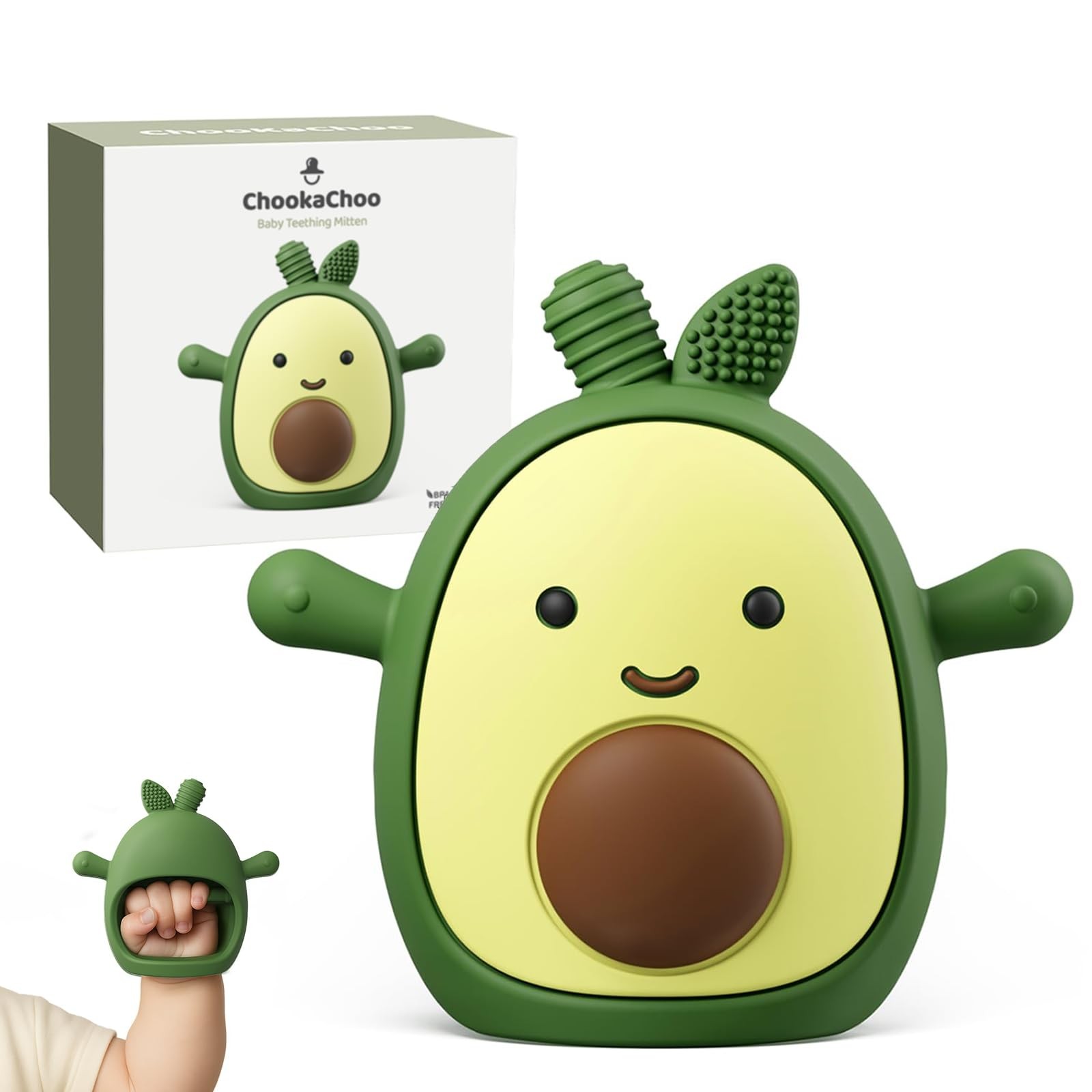 ChooKaChoo Baby Teething Toy Silicone Avocado Mitten for