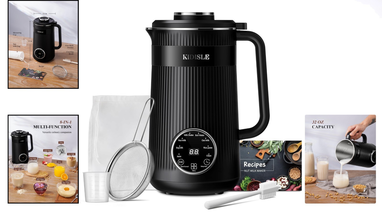 Programmable Soy Machine for Almond & Coconut Milk - Self-Cleaning & Compact