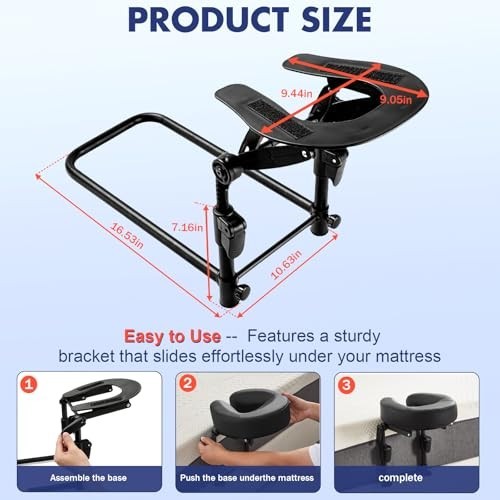 Adjustable Massage Headrest for Bed & Table, Face Down Pillow for Home Use, Blac