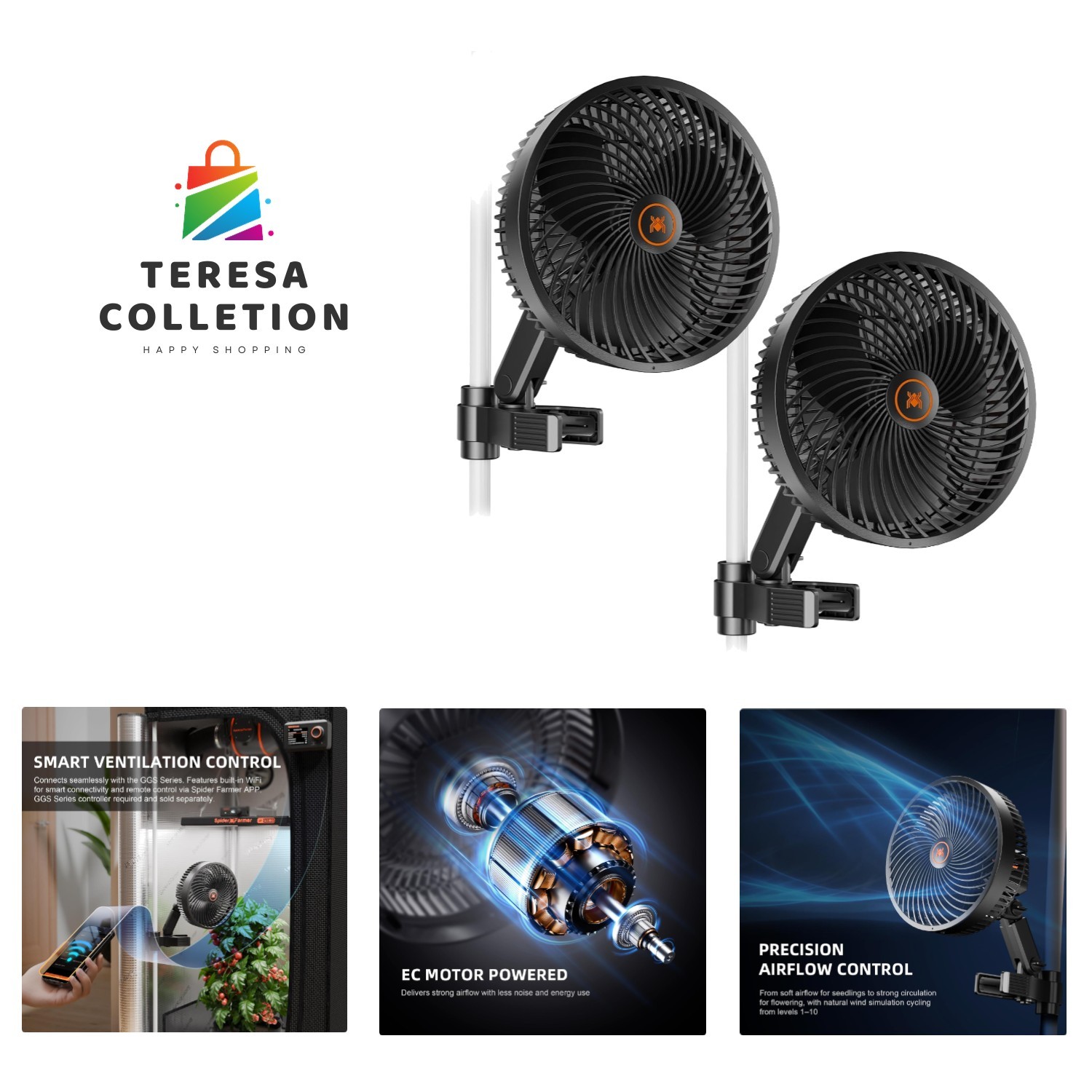 Versatile 2-Pack Grow Tent Fans - Oscillating 6" Clip-On Design for Plant Care