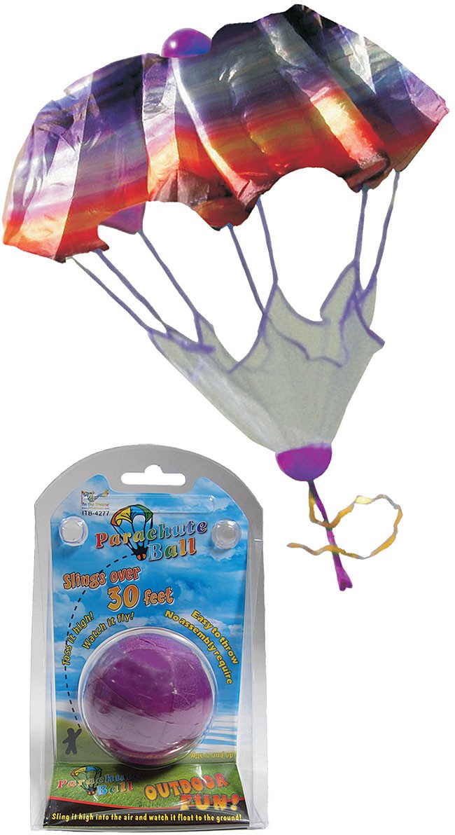 In The Breeze Parachute Ball - 21" Tie Dye & Purple Swirl Flying Toy for Ages