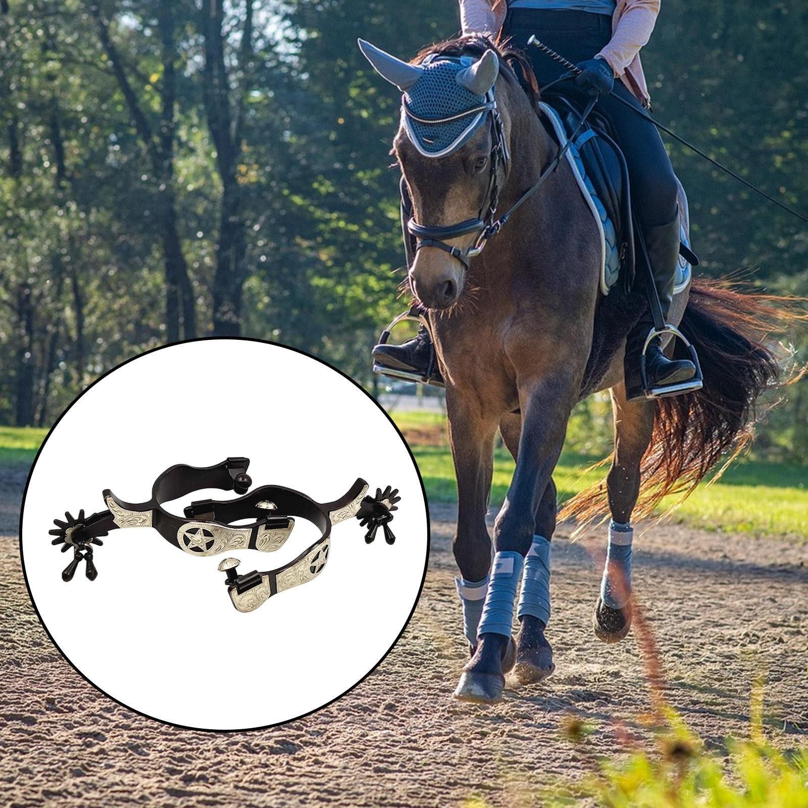 2Pcs Horse Spurs with Rotatable  Equipment Gear Easy to Install Stainless