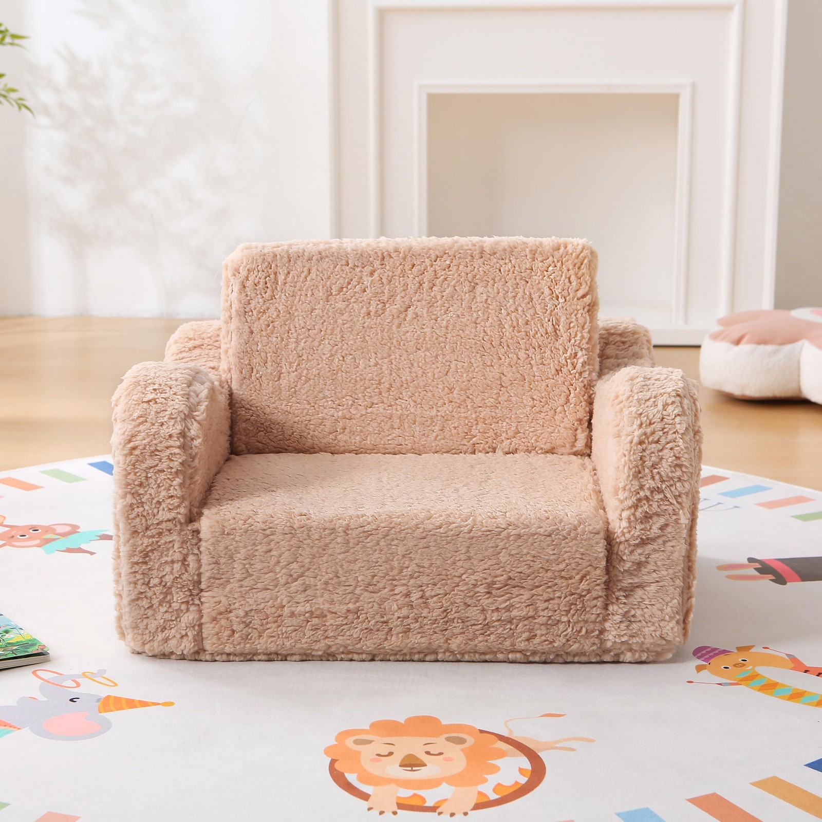 Kids Sofa Chair for Toddlers 1-3 Years, Sherpa Comfy Baby Recliner Chair Floo...