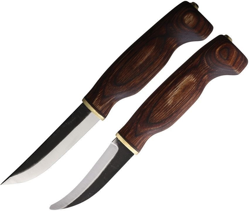 Wood Jewel Fixed Knifes Set Carbon Steel Sharpened Blade Brown Plywood - 23AVKR