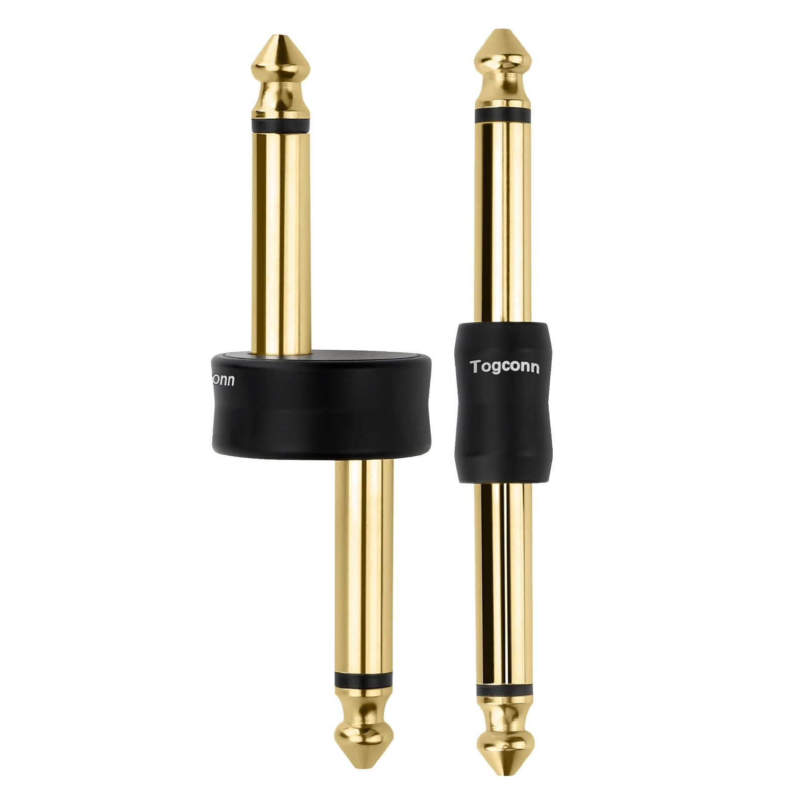 Togconn Gold-Plated Guitar Pedal Effects Patch Connector 2 Pack, Black