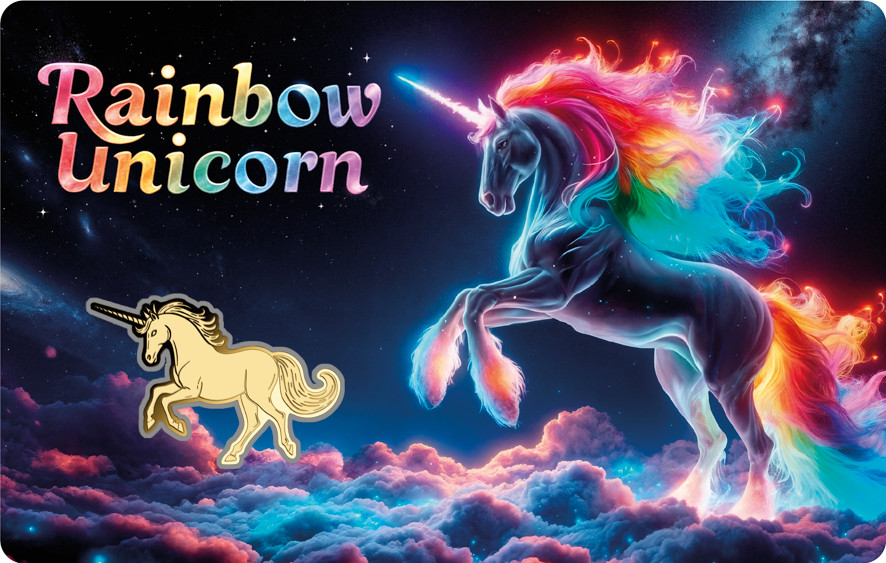Rainbow Unicorn 2025 Rogue's Island Mint 1/1000oz Gold Shaped Medallion
