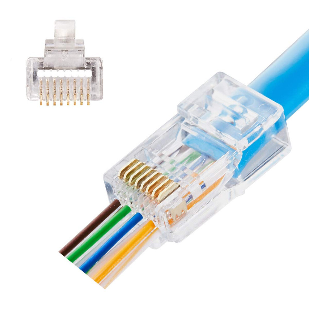 100pcs RJ45 Pass Through Modular Plug Network Cable Connector End 8P8C CAT6 CAT5