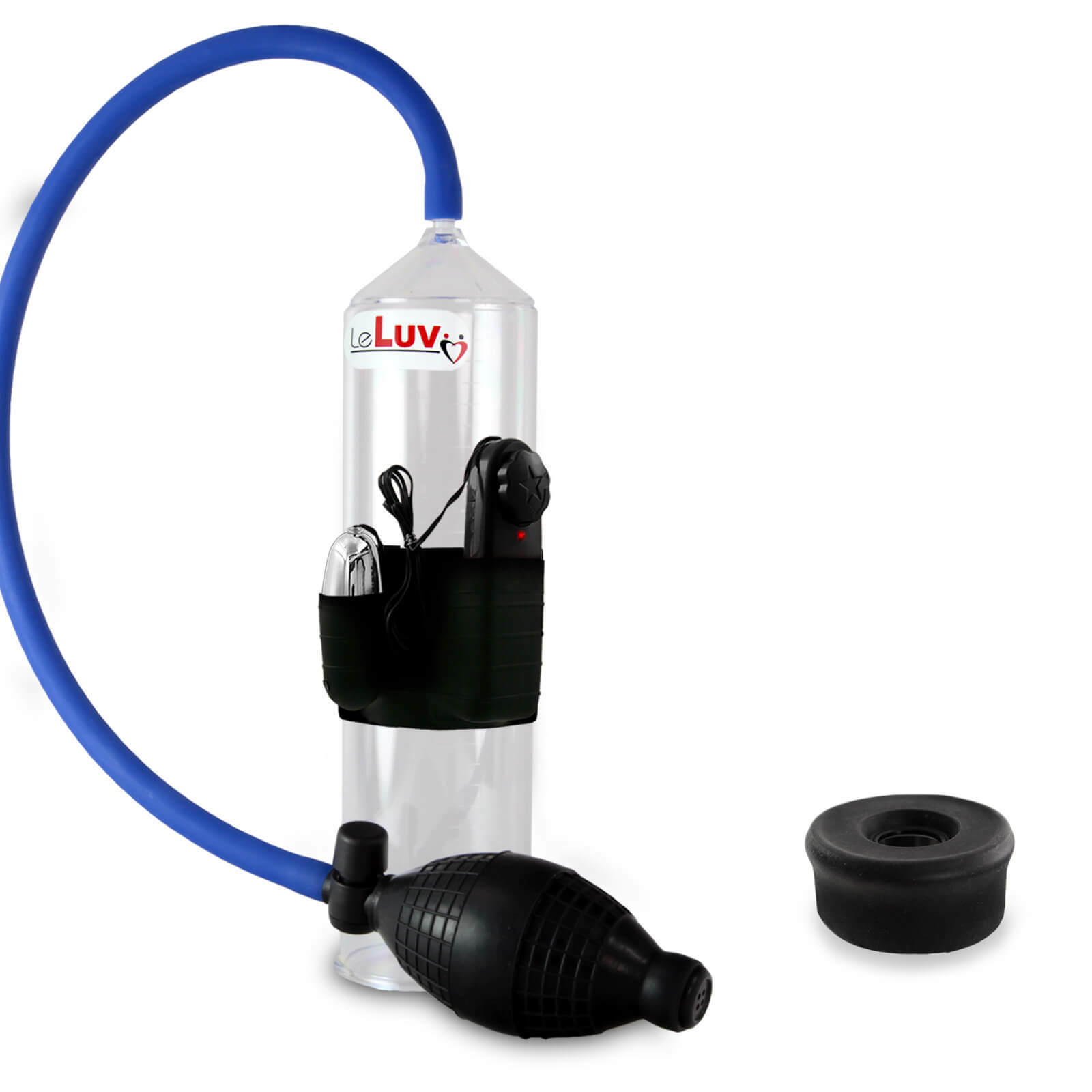 LeLuv Vibrating Penis Pump Slippery Hose EasyOp Bgrip Black Seal