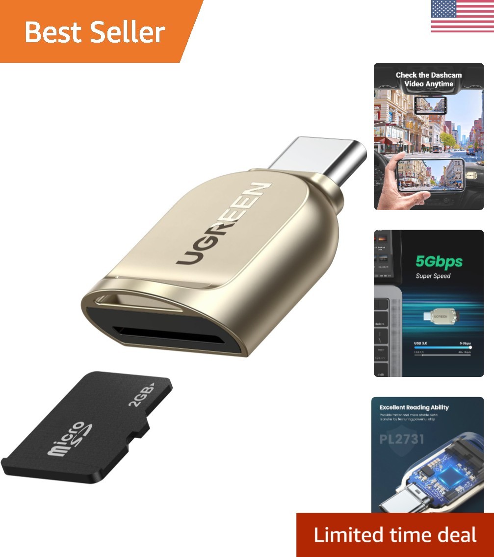 Mini USB C Micro SD Card Reader - Durable Zinc Alloy for On-the-Go Access