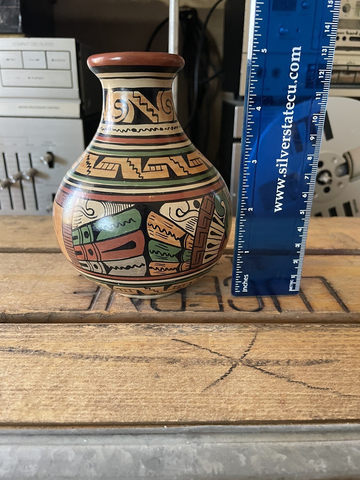 Vintage Mini Cusco Peruvian Pottery Vase Or Jug With Face