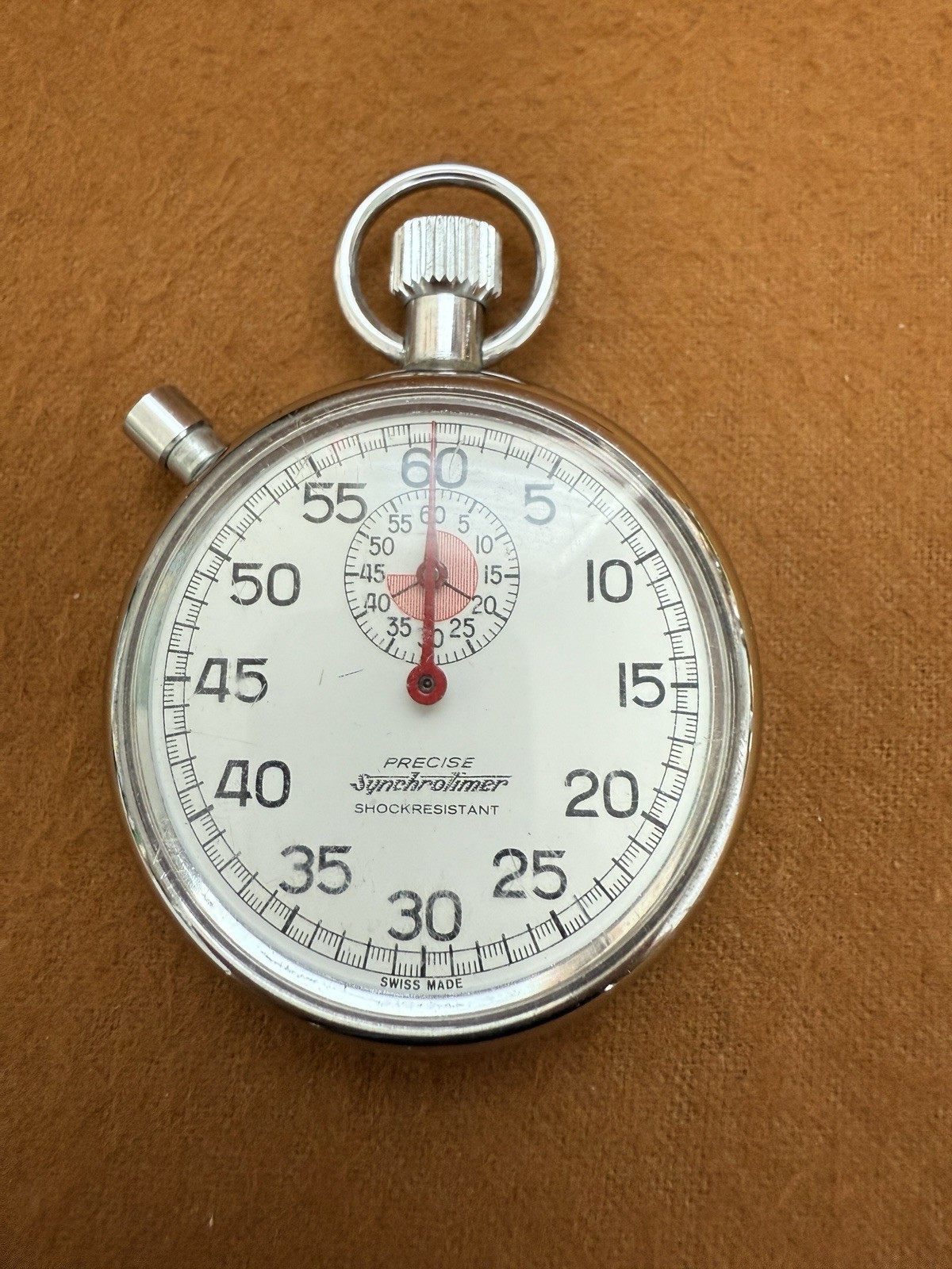 Swiss Made Precise Synchrotimer Mechanical Wind Up Vintage Stop Watch Untested