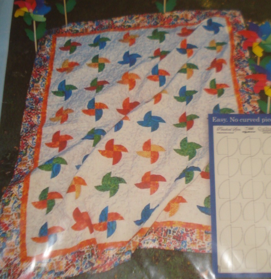 Vtg Pattern & Printed Interfacing Quilt PINWHEEL SPIN Quiltsmart Mary Devendorf