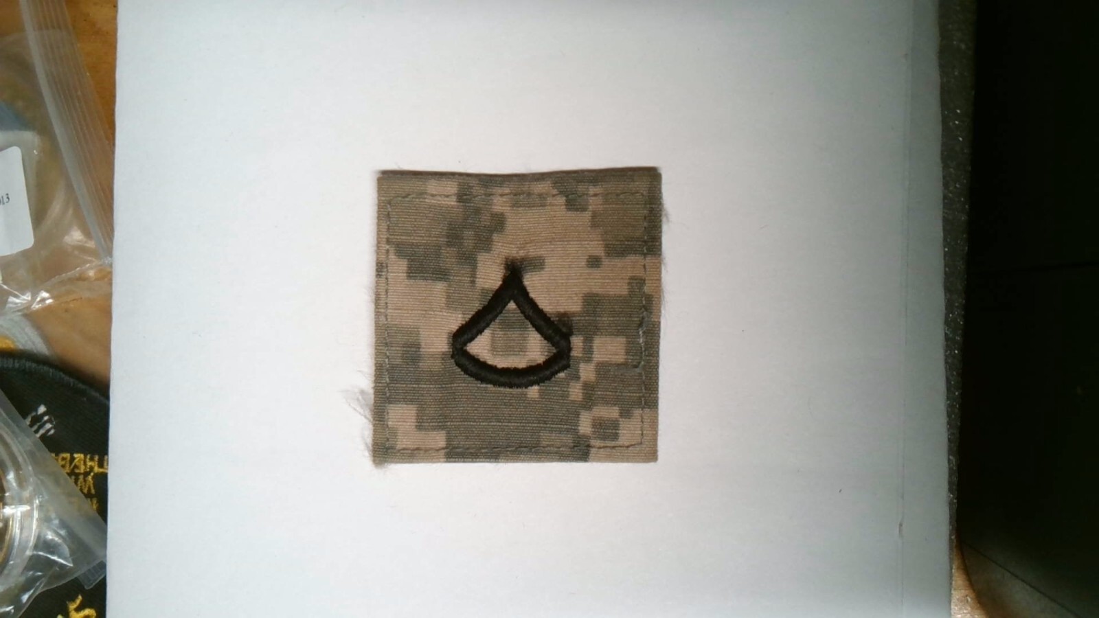 MILITARY US ARMY PATCH ACU HOOK LOOP PFC PRIVATE FIRST CLASS COMBAT USED