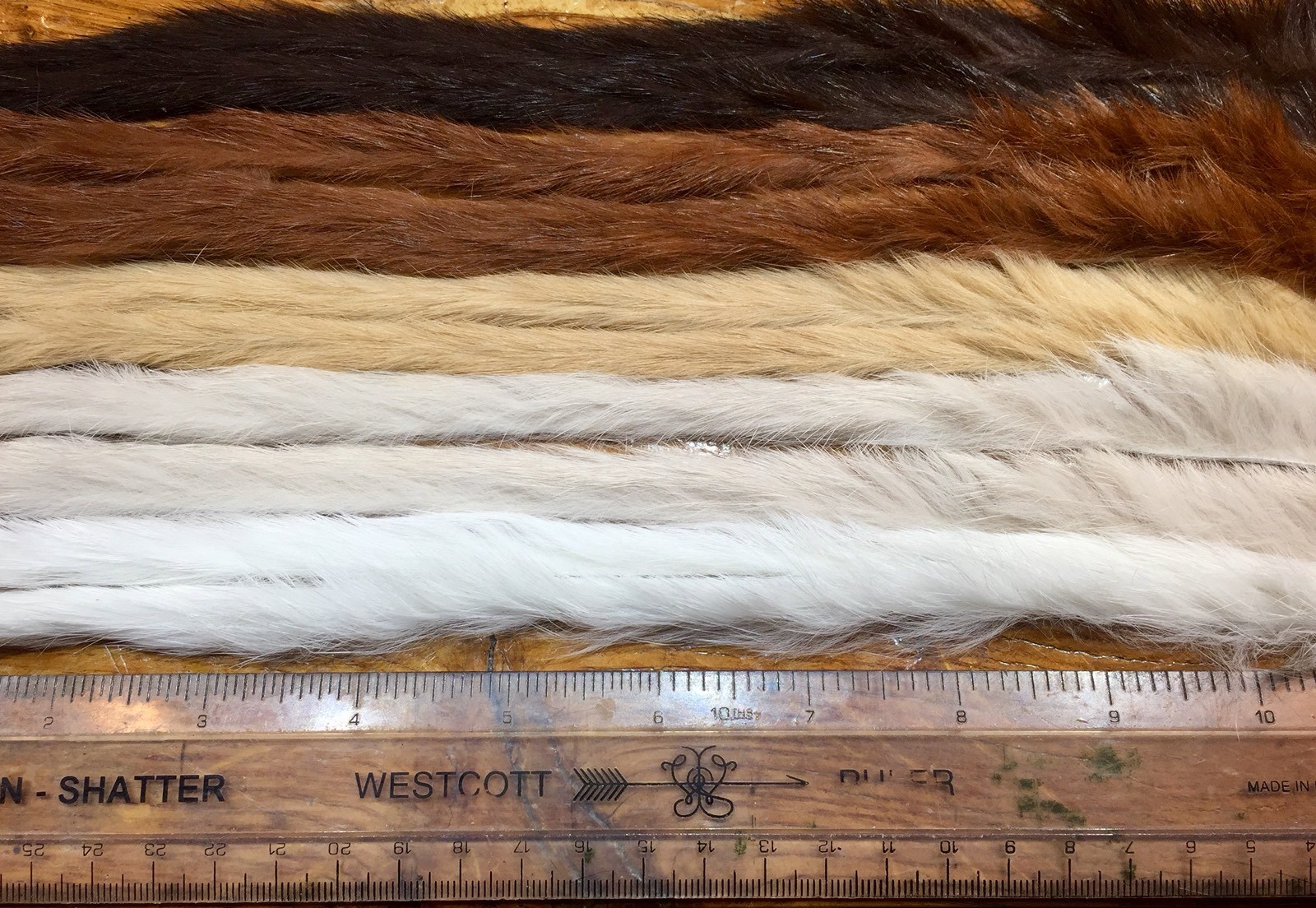 (10) GRADE "A", PREMIUM ZONKER RABBIT STRIPS. HARELINE. FLY TYING. NATURAL TROUT