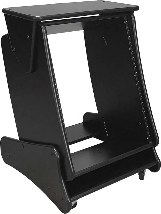 RAB Audio ProRak 14U Rack with Six Adjustable Angles, Top Shelf, and Casters -