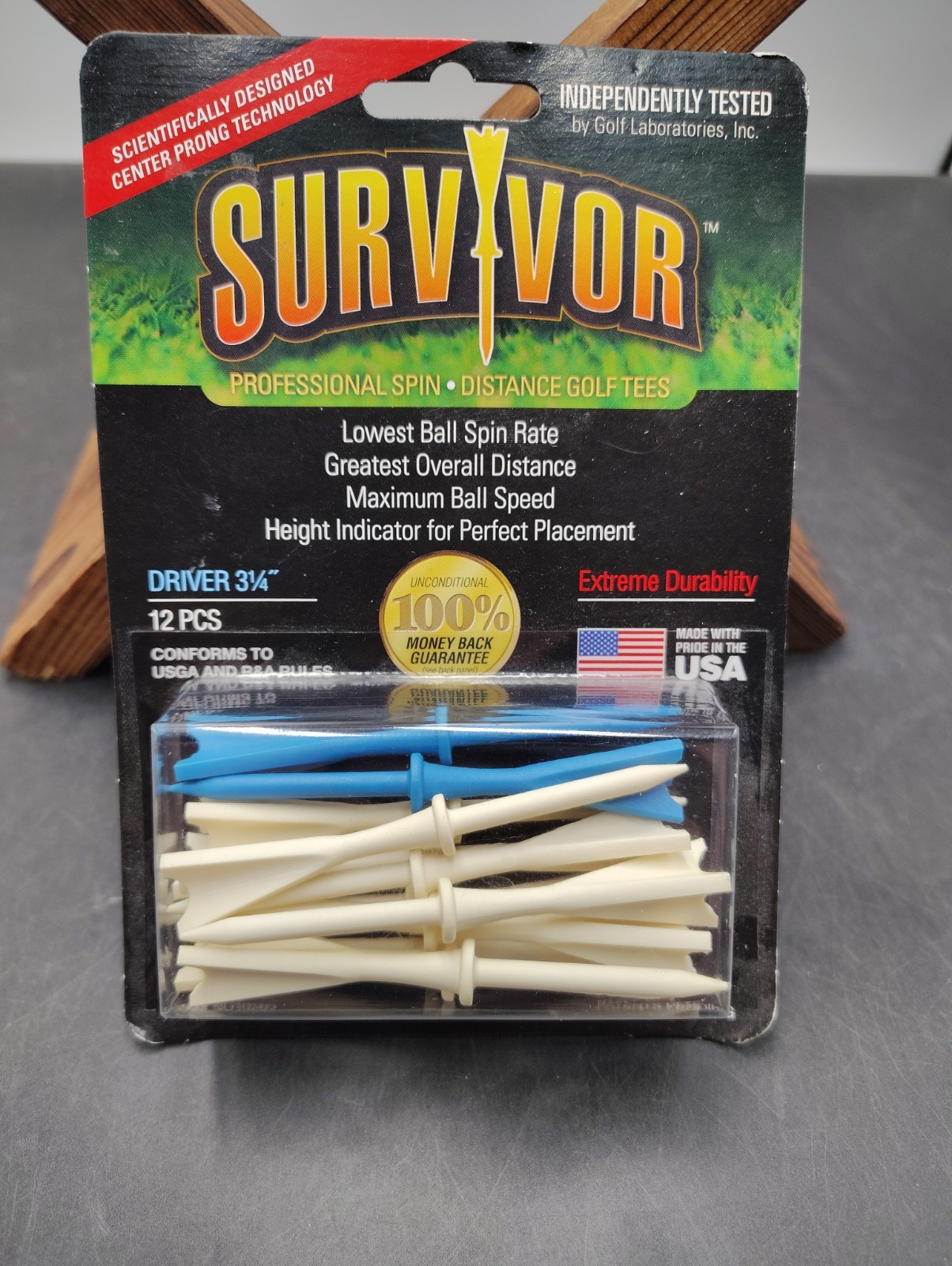 Greenkeepers Survivor Golf Driver Tee 3 1/4" (12 Pcs) Conforms USGA/R & A Rules