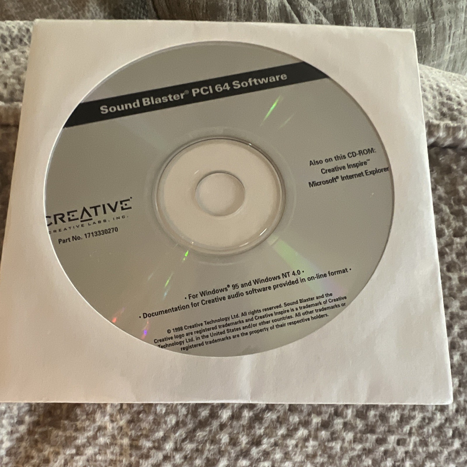 Creative Sound Blaster PCI 64 Drivers Update CD Windows 95/NT 4.0 English