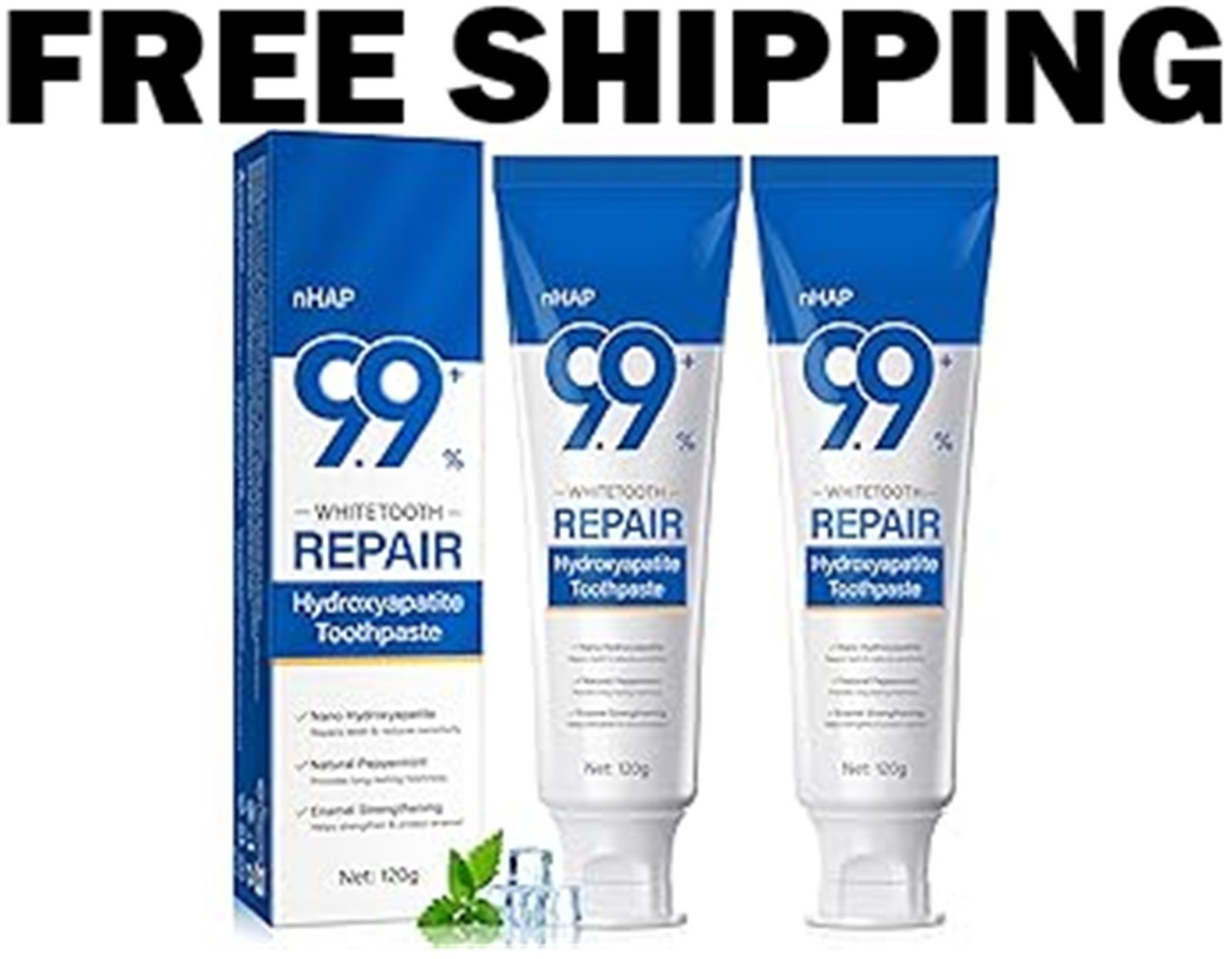 9.9% Hydroxyapatite Toothpaste - 2 Pack, Protects Enamel and Strengthens Teet