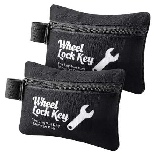 2Pack Wheel Lock Key Storage Pouch with Zipper() | Canvas Wheel Lock Key Black