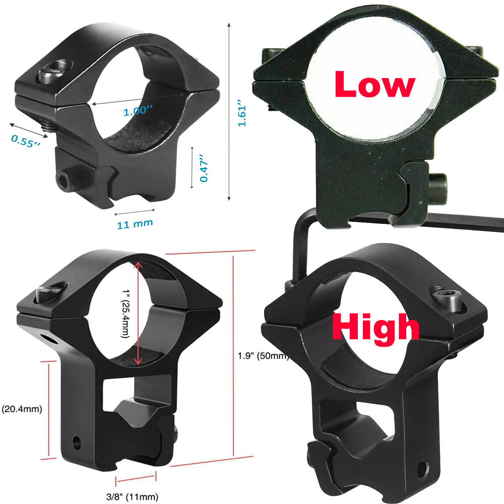 1'' Dovetail Scope Rings High/Medium Profile Scope Mount for 11mm Dovetail Rails