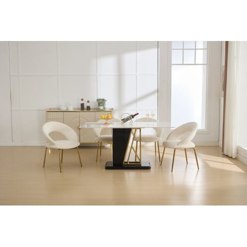 dining chair， Velvet fabric chair with golden legs is suitable for the kitchen