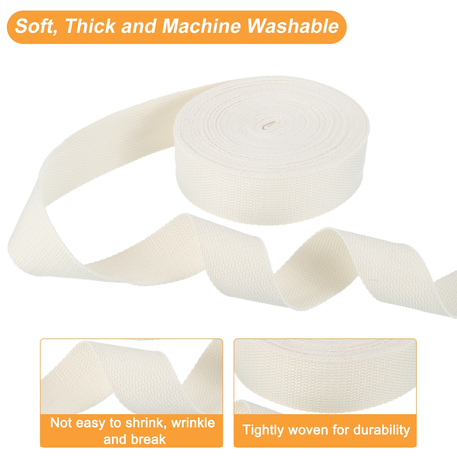 Cotton Webbing 1.5" 11 Yard Polyester Cotton Webbing Strap Beige