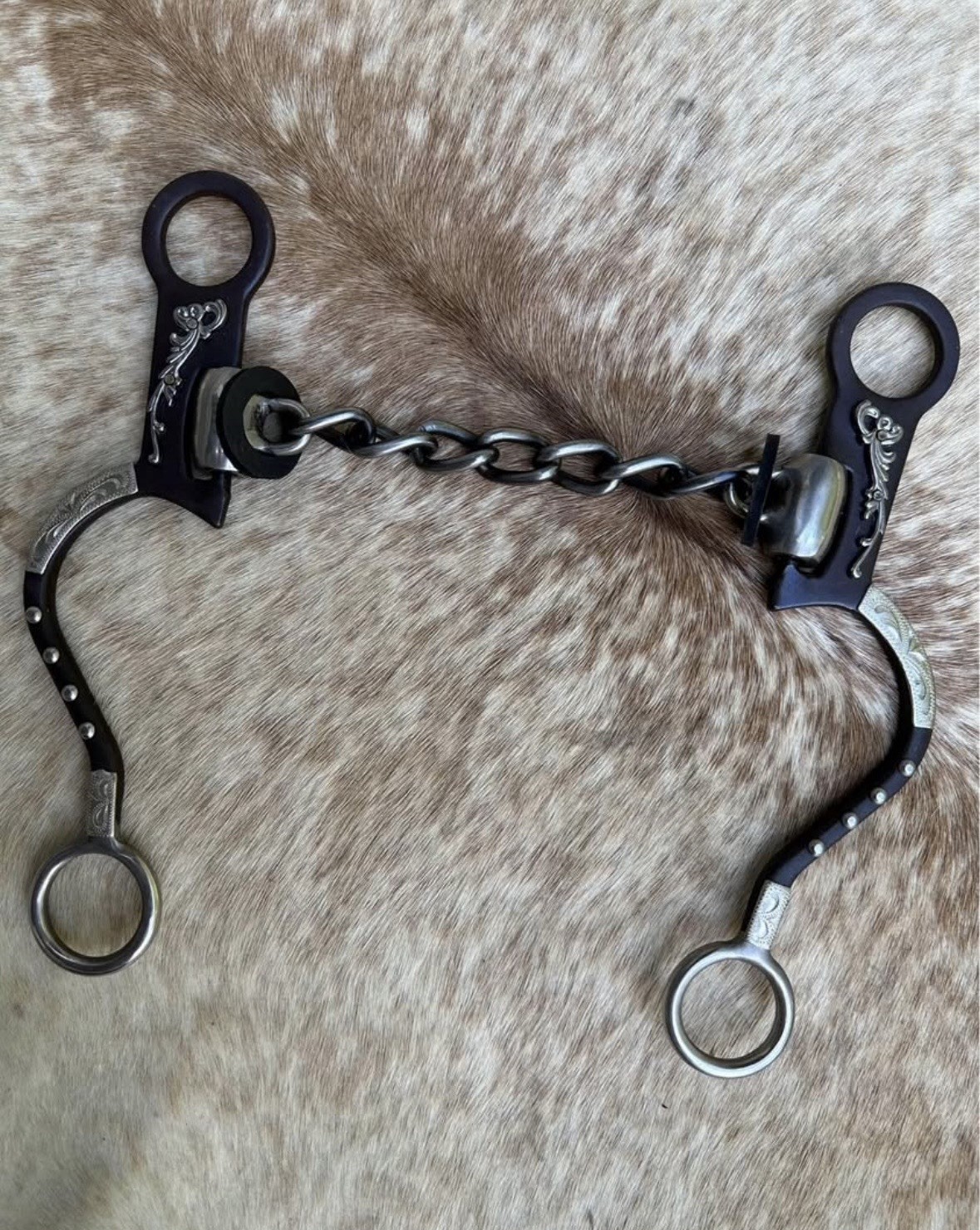 Brown Steel 5” Chain Mouth Engraved German Silver Trim Quality Horse Bit
