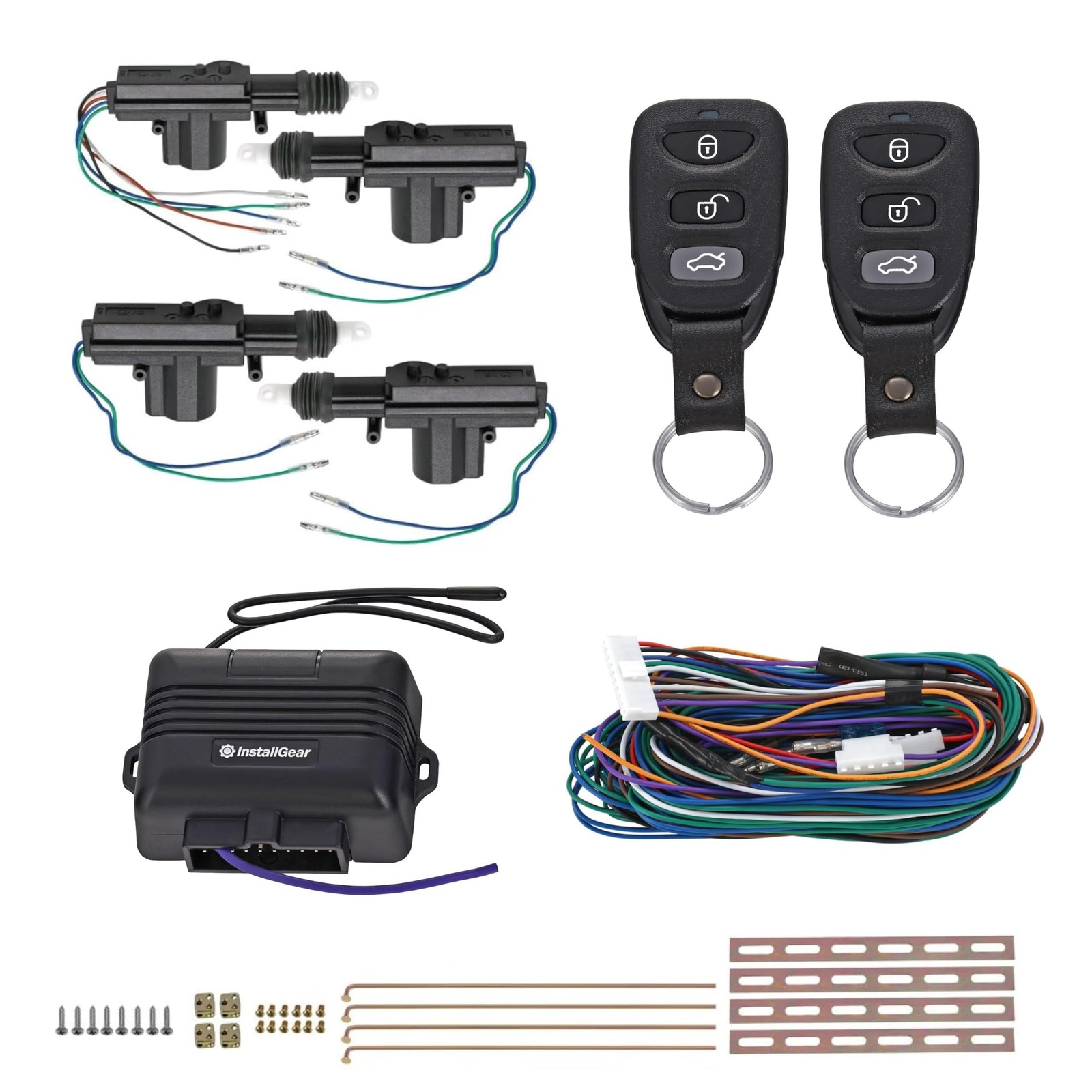 InstallGear Keyless Entry System with Two 3-Button Remotes - Power Lock Conversi