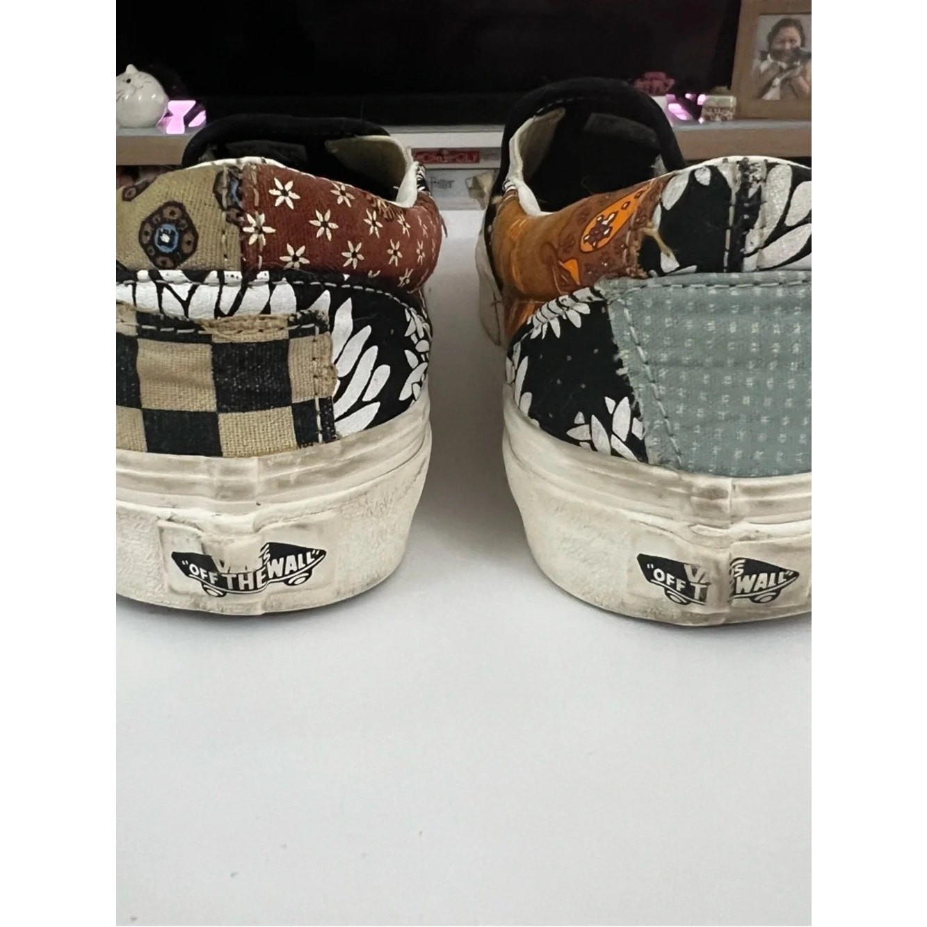 Vans Patchwork Slip On Sneakers Multi Print Womens Size 7