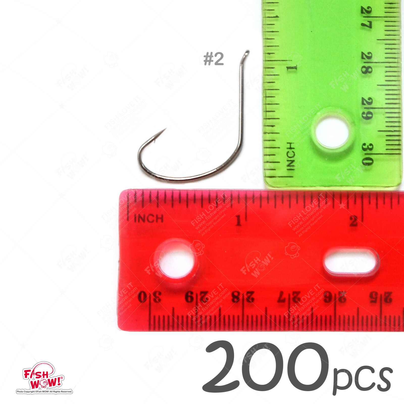 200pcs #2 Fishing Kahle Hook Wide Gap Turned-up eye Hi-carbon steel Fish WOW!®